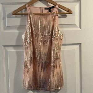 White House Black Market Pink Sequin Halter Top NWT size XS